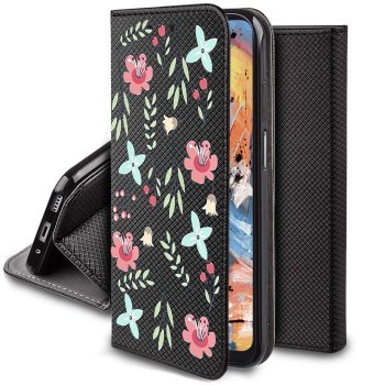 Etui do Xiaomi Redmi Note 12S zamykane malowane wzór kwiaty + szkło