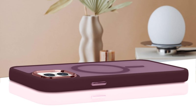 Etui do Iphone 12 Magsafe matowe burgundowe + szkło nakładka na plecki case