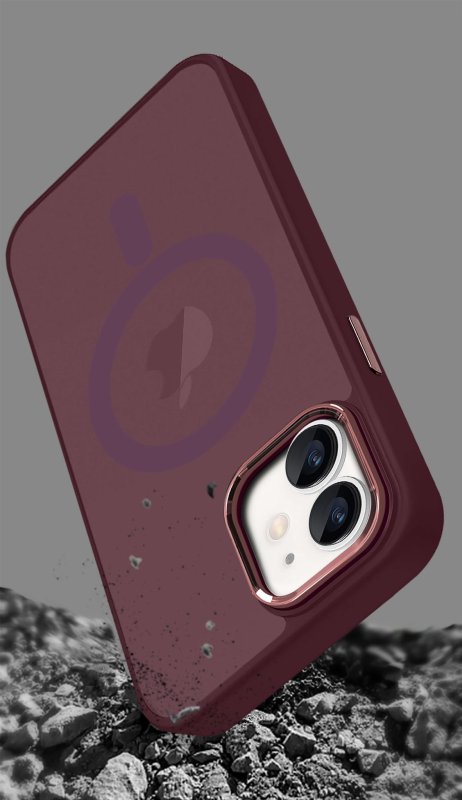 Etui do Iphone 12 Magsafe matowe burgundowe + szkło nakładka na plecki case