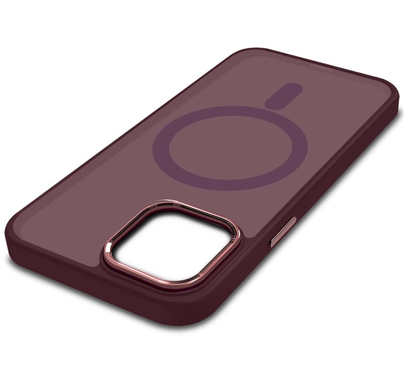 Etui do Iphone 12 Magsafe matowe burgundowe + szkło nakładka na plecki case