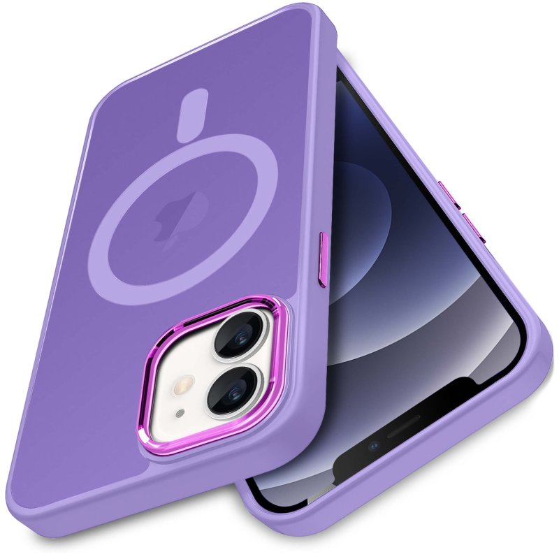 Etui do Iphone 12 Magsafe matowe fioletowe + szkło nakładka na plecki case