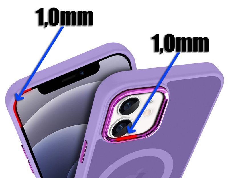 Etui do Iphone 12 Magsafe matowe fioletowe + szkło nakładka na plecki case