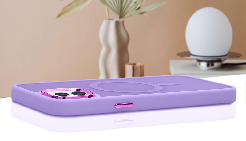 Etui do Iphone 12 Magsafe matowe fioletowe + szkło nakładka na plecki case