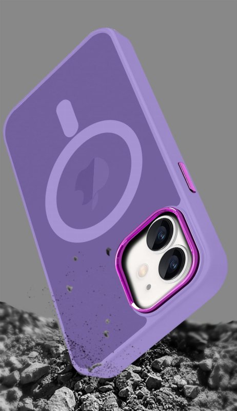 Etui do Iphone 12 Magsafe matowe fioletowe + szkło nakładka na plecki case