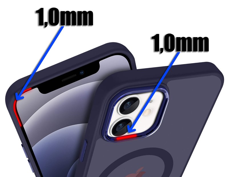 Etui do Iphone 12 Magsafe matowe granatowe + szkło nakładka na plecki case