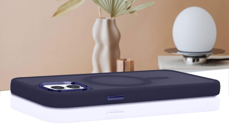 Etui do Iphone 12 Magsafe matowe granatowe + szkło nakładka na plecki case