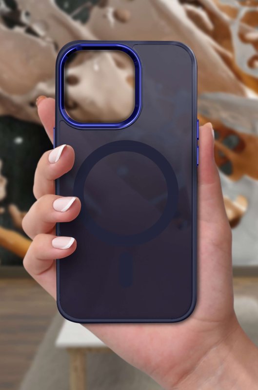 Etui do Iphone 12 Magsafe matowe granatowe + szkło nakładka na plecki case