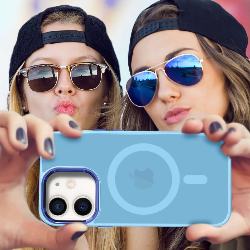 Etui do Iphone 11 Magsafe matowe niebieskie + szkło nakładka na plecki case