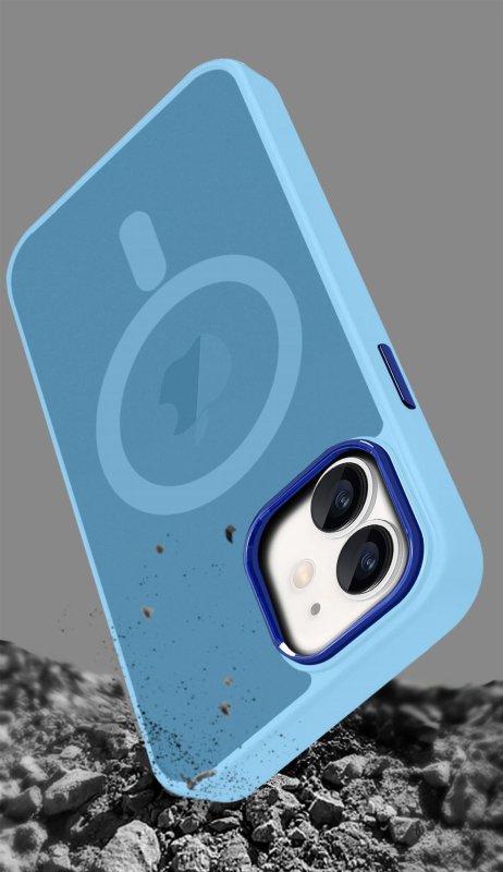 Etui do Iphone 11 Magsafe matowe niebieskie + szkło nakładka na plecki case