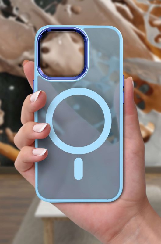 Etui do Iphone 11 Magsafe matowe niebieskie + szkło nakładka na plecki case