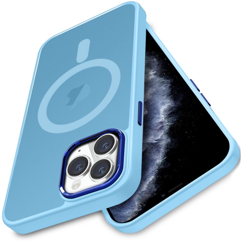 Etui do Iphone 11 Pro Magsafe matowe niebieskie + szkło nakładka na plecki case