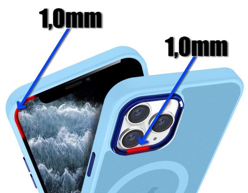Etui do Iphone 11 Pro Magsafe matowe niebieskie + szkło nakładka na plecki case