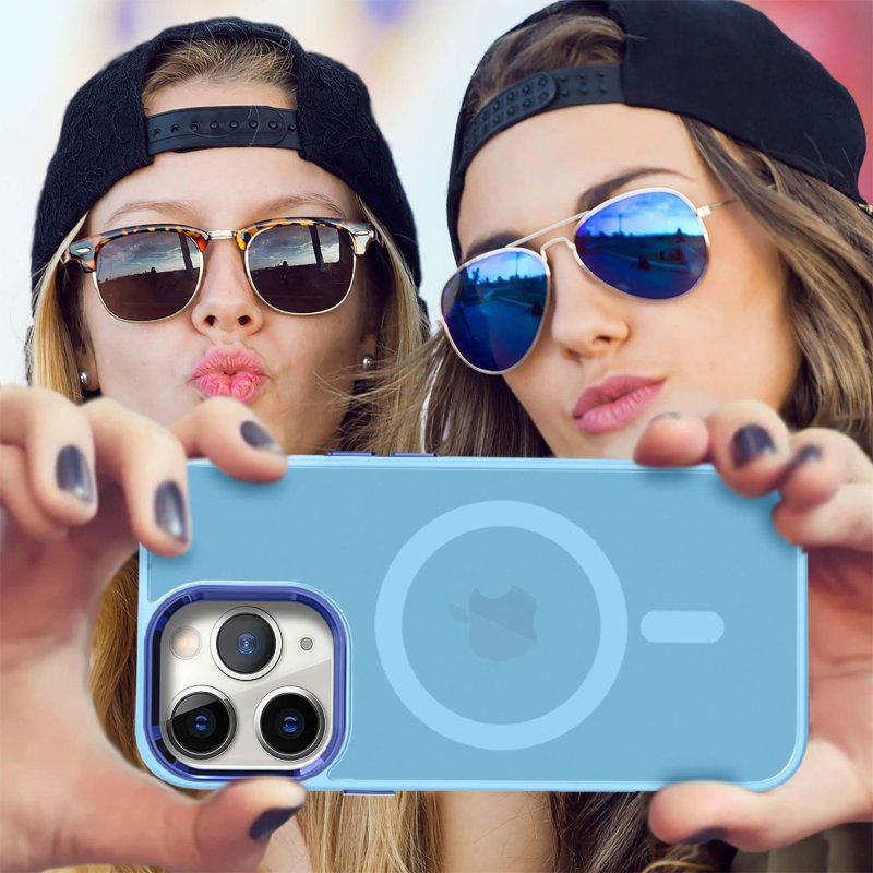 Etui do Iphone 11 Pro Magsafe matowe niebieskie + szkło nakładka na plecki case