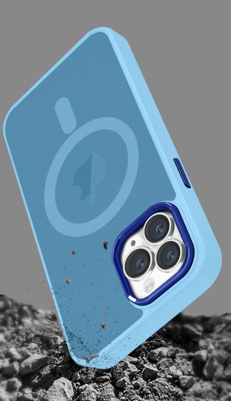 Etui do Iphone 11 Pro Magsafe matowe niebieskie + szkło nakładka na plecki case
