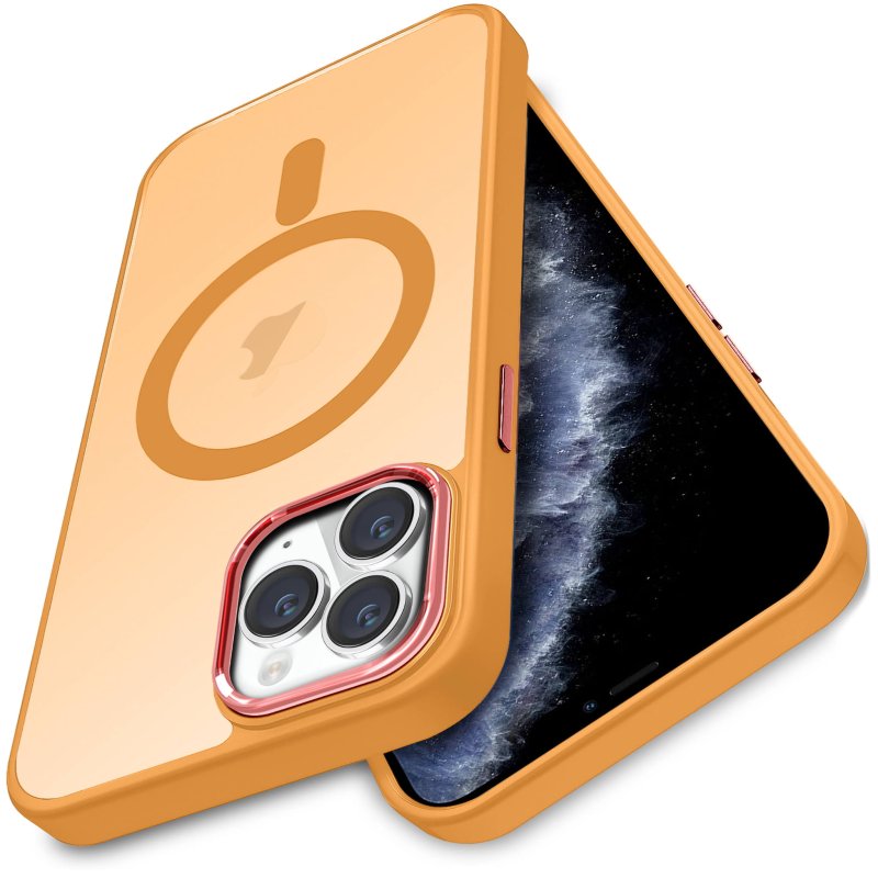 Etui do Iphone 11 Pro Magsafe matowe pomarańczowe + szkło nakładka na plecki case