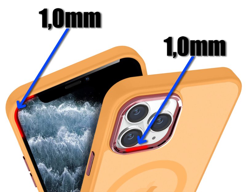 Etui do Iphone 11 Pro Magsafe matowe pomarańczowe + szkło nakładka na plecki case