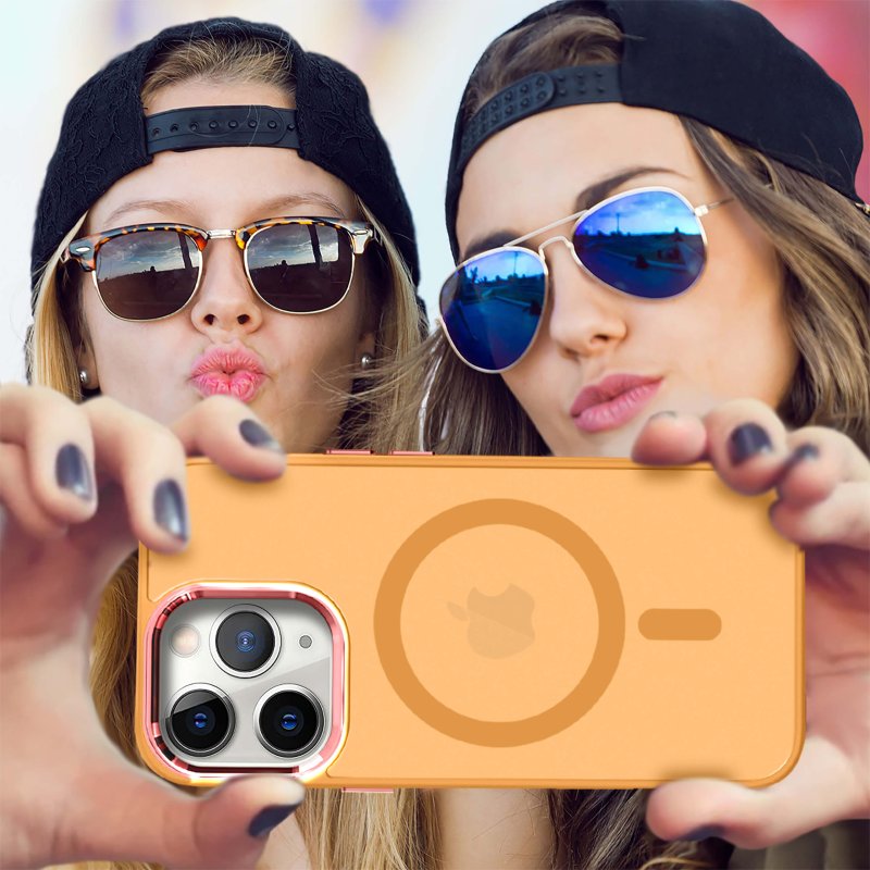 Etui do Iphone 11 Pro Magsafe matowe pomarańczowe + szkło nakładka na plecki case
