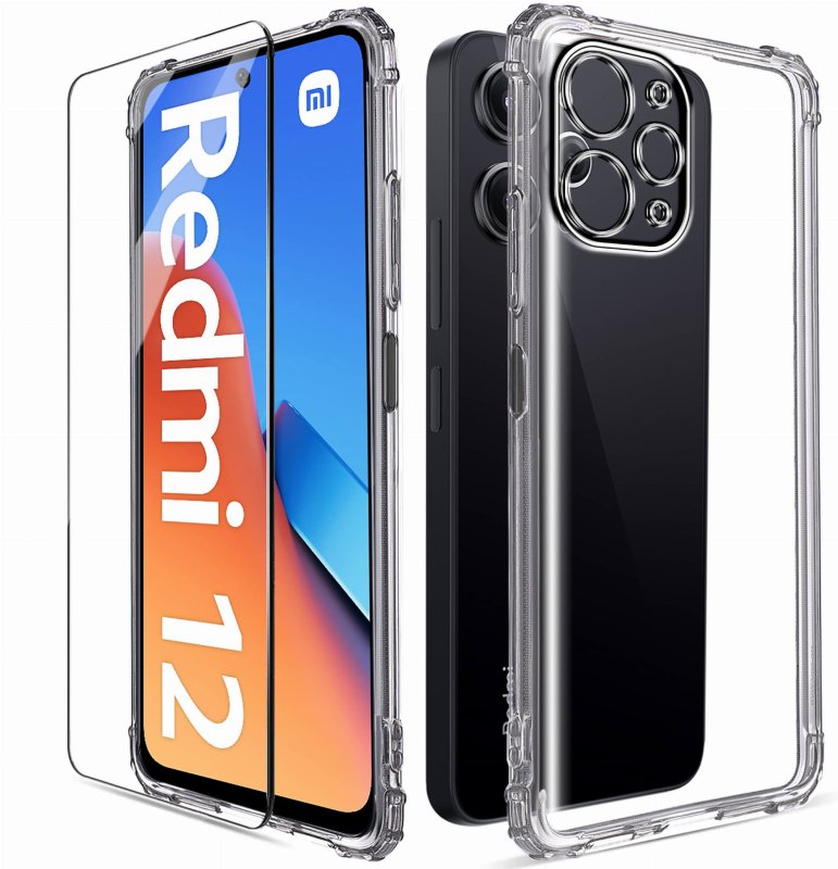 Etui do Xiaomi Redmi 12 4G przeźroczyste + szkło nakładka na plecki case anty