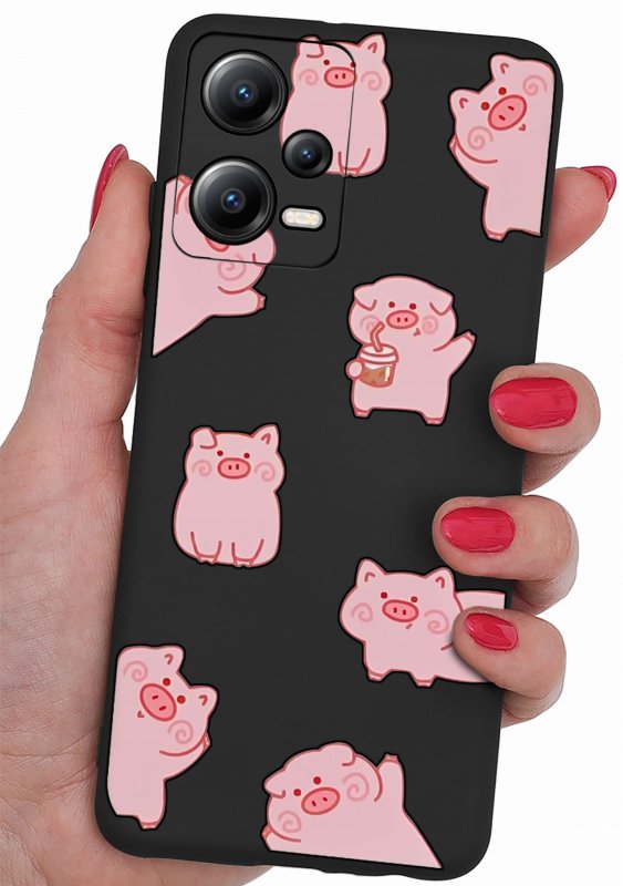 etui do xiaomi redmi note 12 5g malowane wzór 30 + szkło nakładka na plecki case mat świnki