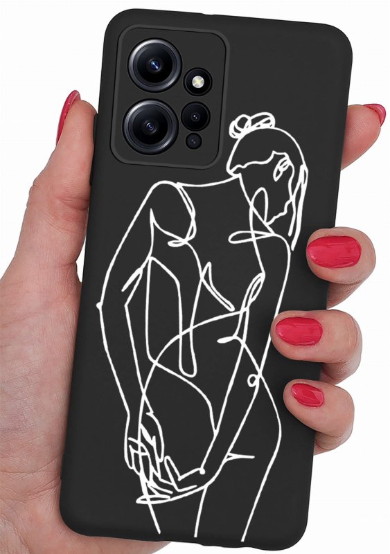 etui do xiaomi redmi note 12 4g malowane wzór 9 + szkło case nakładka na plecki mat szkic kobiety