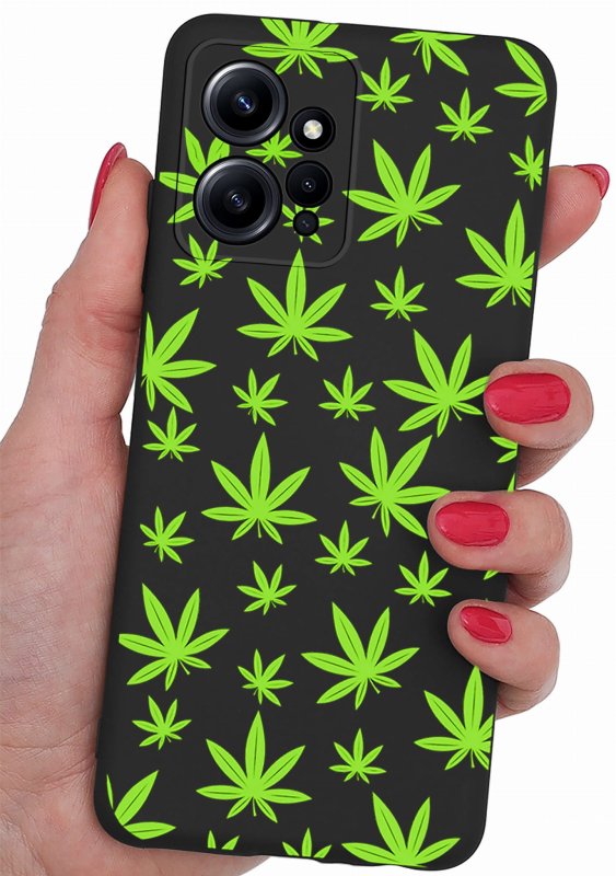 etui do xiaomi redmi note 12 4g malowane wzór 17 + szkło case nakładka na plecki liście marycha konopia