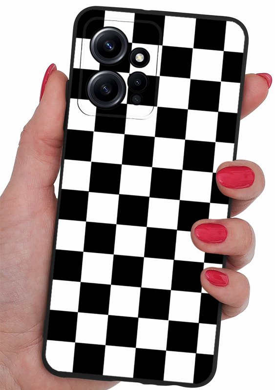 etui do xiaomi redmi note 12 4g malowane wzór 21 + szkło case nakładka na plecki szachownica kratka
