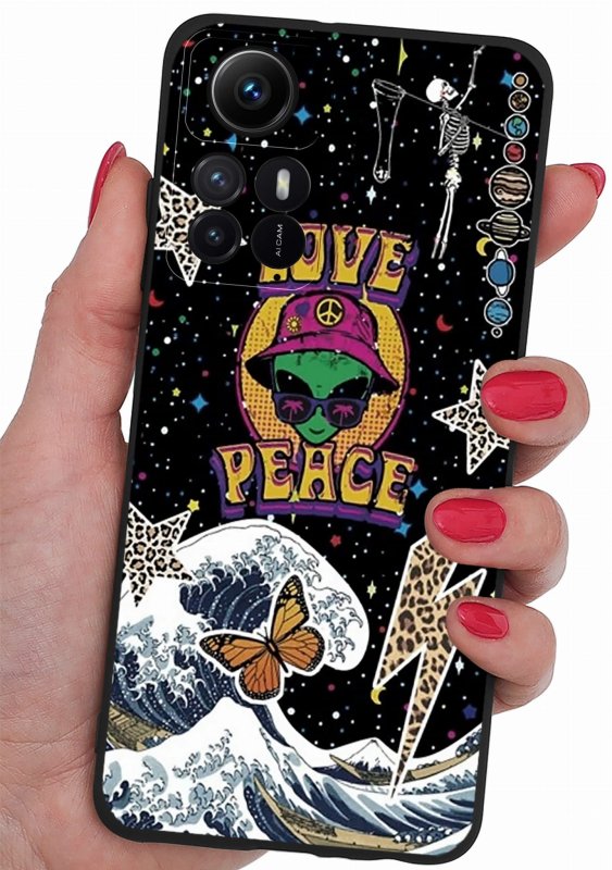 Etui do Xiaomi Redmi Note 12s malowane wzór 6 + szkło nakładka na plecki case love peace kosmos