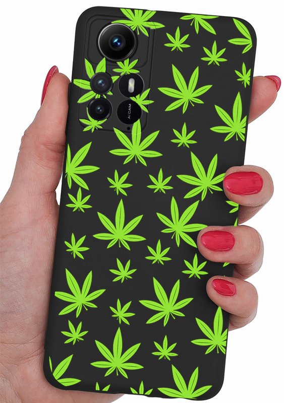 Etui do Xiaomi Redmi Note 12s malowane wzór 17 + szkło nakładka na plecki case mat liście marycha konopia zioło