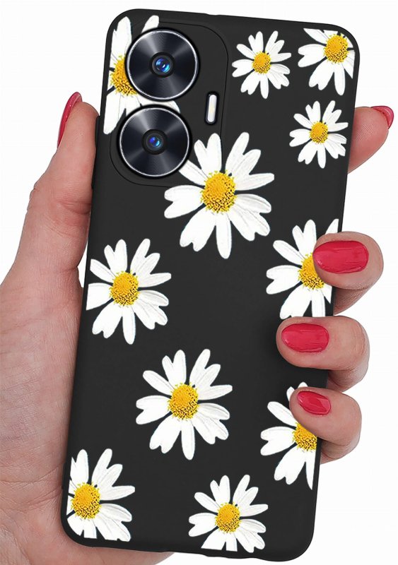 Etui do Realme C55 malowane wzór 1 + szkło nakładka na plecki case kwiat rumianek margaretki stokrotki