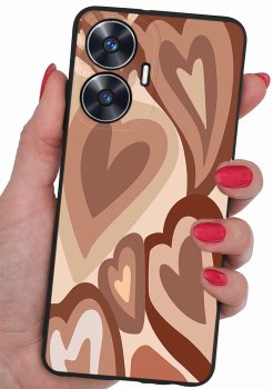 Etui do Realme C55 malowane wzór serca + szkło