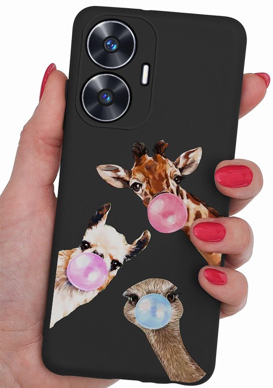 Etui do Realme C55 malowane wzór 25 + szkło nakładka na plecki case zwierzęta