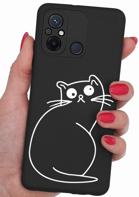 Etui do Xiaomi Redmi 12C malowane wzór 12 + szkło nakładka na plecki case mat kot