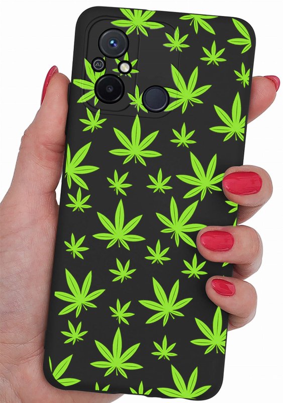 Etui do Xiaomi Redmi 12C malowane wzór 17 + szkło nakładka na plecki case mat liscie marycha konopia zioło