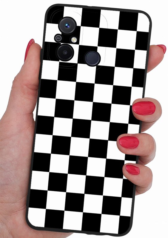 Etui do Xiaomi Redmi 12C malowane wzór 21+ szkło nakładka na plecki case mat szachownica kratka