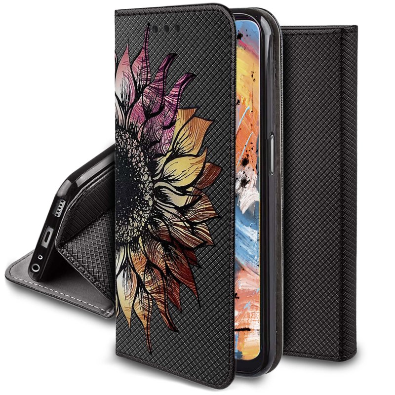 Etui do Oppo A78 / A58 5G zamykane malowane wzór kwiat + szkło pokrowiec kabura case z klapka