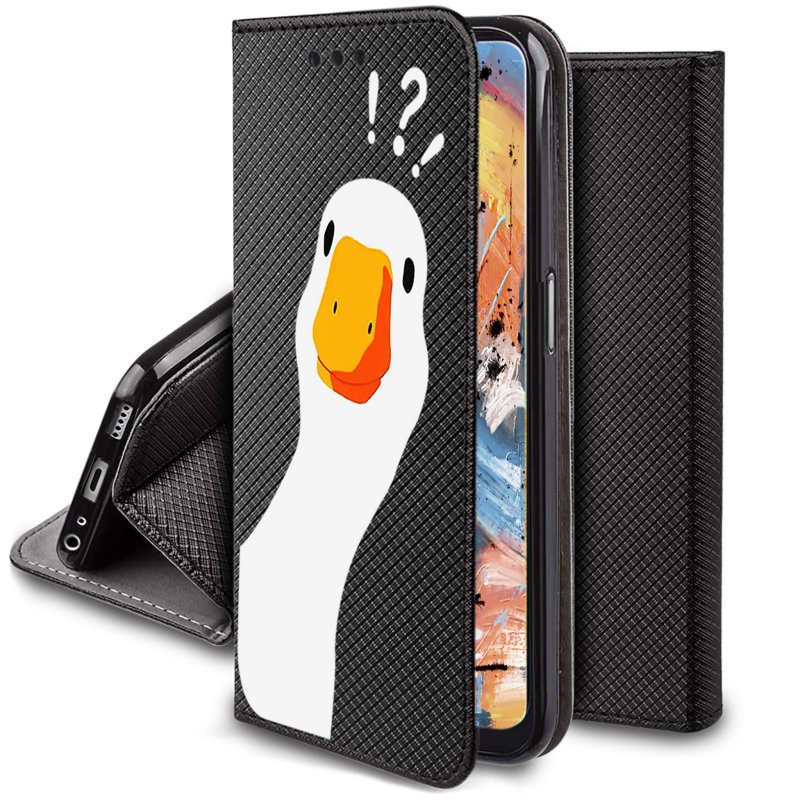 Etui do Oppo A78 / A58 5G zamykane malowane wzór kaczka gęś pipa + szkło pokrowiec kabura case z klapka