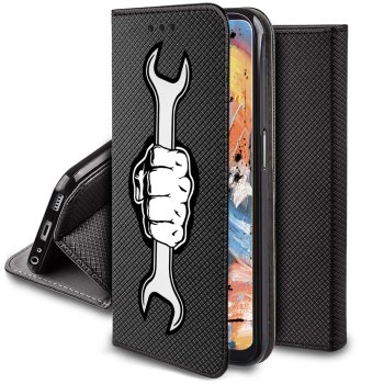 Etui do Oppo A78 5G / A58 5G zamykane malowane wzór męski + szkło