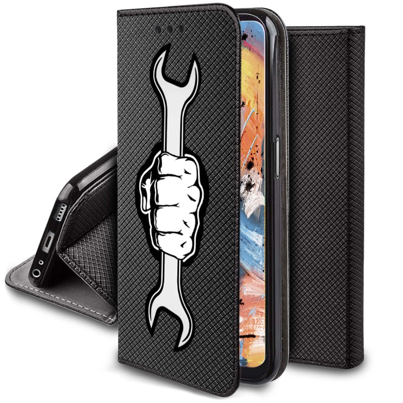 Etui do Oppo A78 / A58 5G zamykane malowane wzór pięść + szkło pokrowiec kabura case z klapka