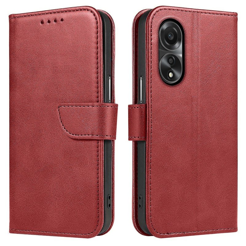 Etui do Oppo A78 / A58 5g skórzane z klapką bordowe + szkło pokrowiec kabura zamykane case