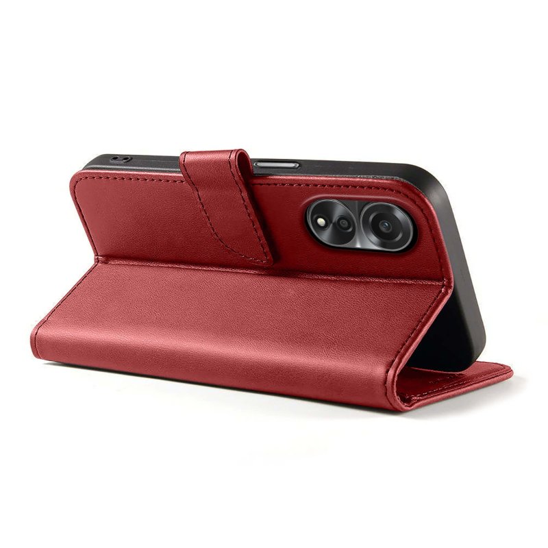 Etui do Oppo A78 / A58 5g skórzane z klapką bordowe + szkło pokrowiec kabura zamykane case