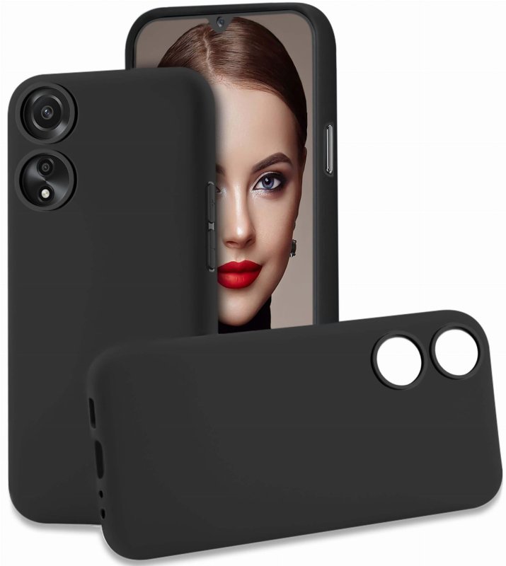 Etui do Oppo A78 / A58 5G czarne matowe + szkło nakładka na plecki case
