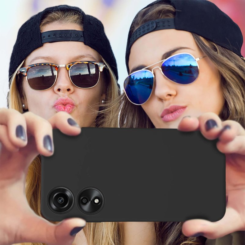 Etui do Oppo A78 / A58 5G czarne matowe + szkło nakładka na plecki case