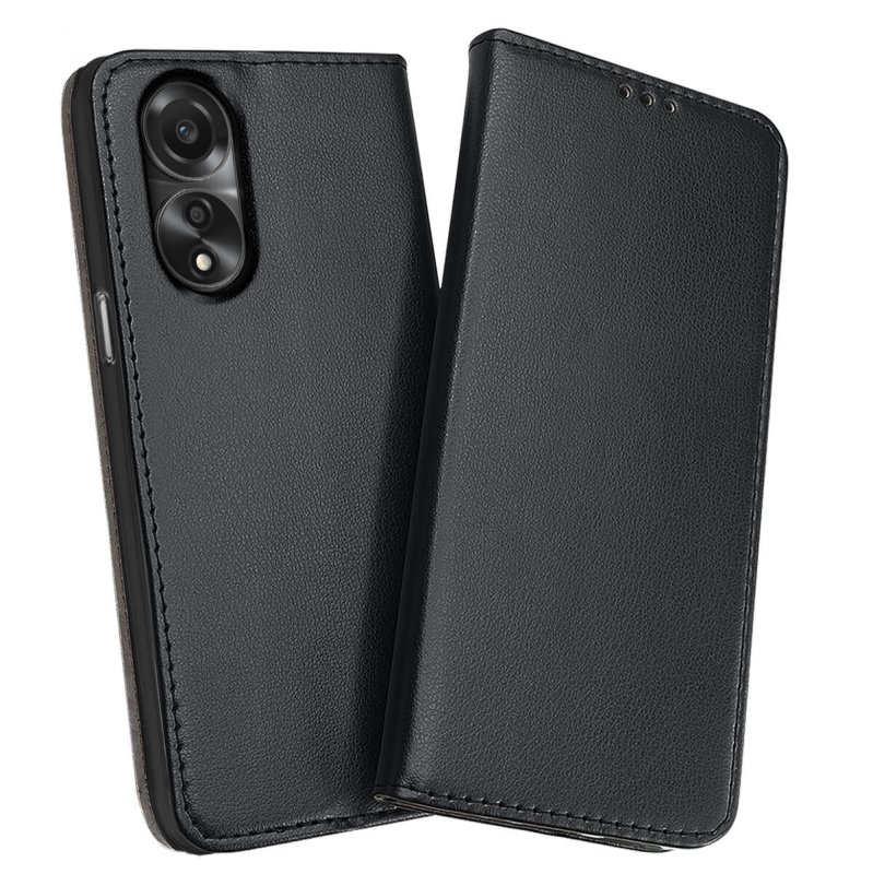 Etui do Oppo A78 / A58 5G czarne magnetyczne zamykane + szkło pokrowiec kabura case z klapką