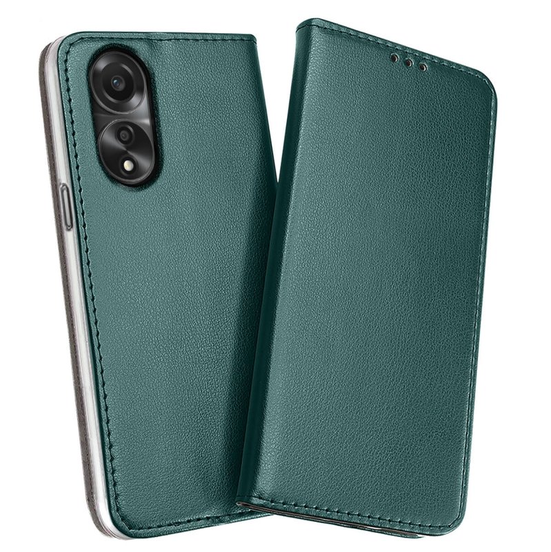 Etui do Oppo A78 / A58 5G zielone magnetyczne zamykane + szkło pokrowiec kabura case z klapką