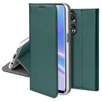 Etui do Oppo A78 5G / A58 5G zielone magnetyczne zamykane + szkło