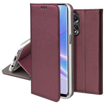 Etui do Oppo A78 5G / A58 5G bordowe magnetyczne zamykane + szkło