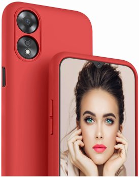 Etui do Oppo A78 5G / A58 5G czerwone silikonowe + szkło