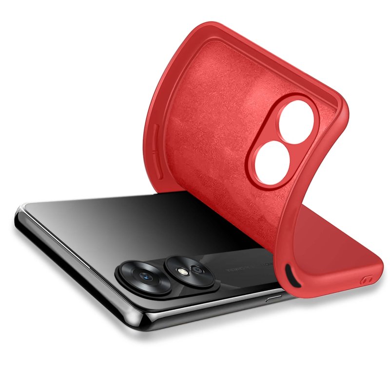 Etui do Oppo A78 / A58 5G czerwone silikonowe + szkło nakładka na plecki case