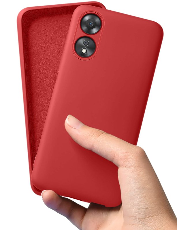 Etui do Oppo A78 / A58 5G czerwone silikonowe + szkło nakładka na plecki case