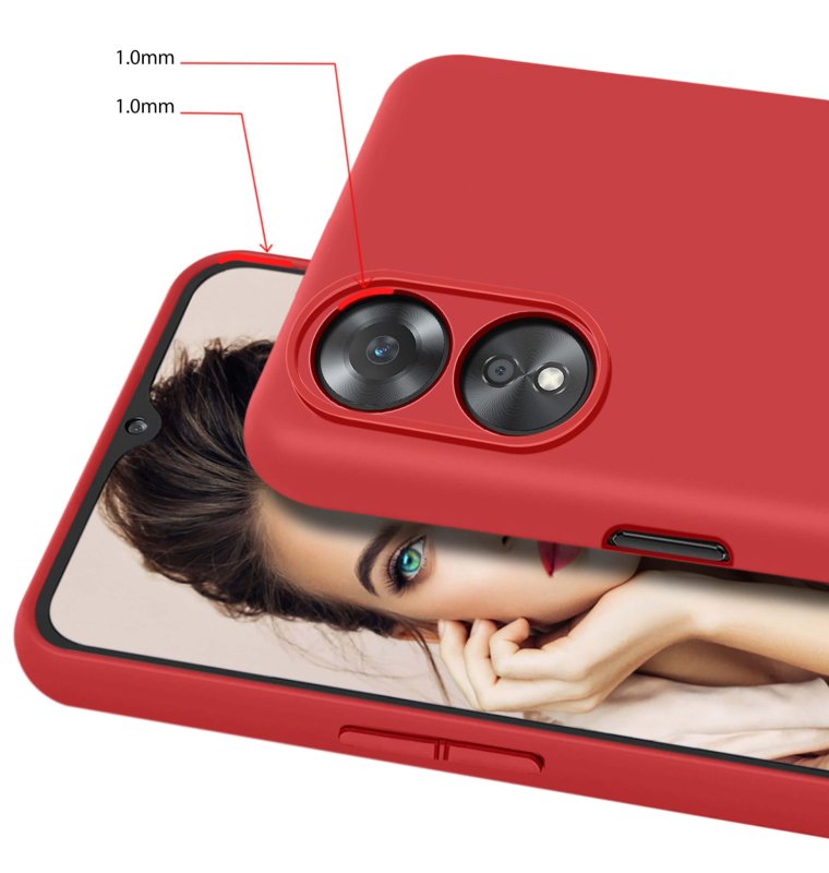 Etui do Oppo A78 / A58 5G czerwone silikonowe + szkło nakładka na plecki case